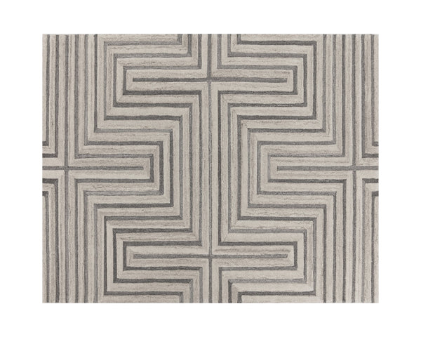 Sunpan Oslow Hand-Tufted Rug - Artisan-Crafted Wool with Unique Maze Pattern in Elegant Beige and Grey Hues 8' X 10'