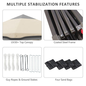 English Elm Outsunny 10' X 10' Instant Pop Up Canopy Tent With Mesh Netting, Wheeled Carry Bag & Sandbags W2225P174212-GIGA