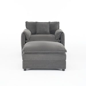 English Elm Oversized Chenille Lounge Chair with Detachable Ottoman Deep Cushioned Living Room Seat W3163S00069