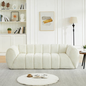 English Elm Chenille Cloud Sofa with Quilted Seat and Piano Backrest for Modern Living Spaces Beige W834P442222