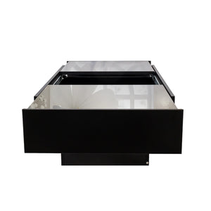 English Elm Coffee Table with Sliding Top and Hidden Storage, Extendable 57" Surface for Living Room Hosting Black W331P270515