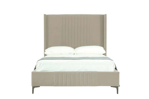 English Elm Promenade Upholstered Velvet Full Bed In Rustic Taupe - Luxurious Comfort With Easy Assembly & Style B365S00048-GIGA