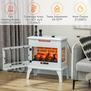 English Elm Homcom 24" Electric Fireplace Stove With Remote, 3D Flame, Adjustable Heat & Safety Features, White W2225P249850