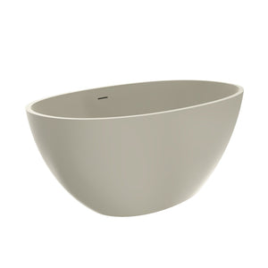 English Elm 55 Inch Solid Surface Freestanding Soaking Tub Matte Beige Spa Style Bathtub W1613P371990