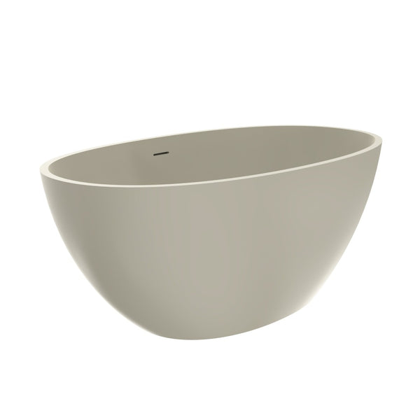 English Elm 55 Inch Solid Surface Freestanding Soaking Tub Matte Beige Spa Style Bathtub W1613P371990