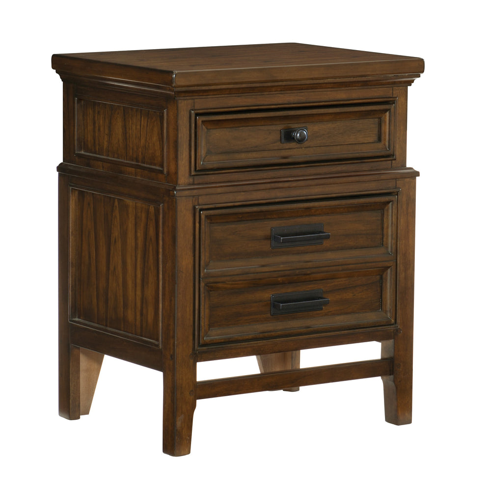 English Elm Classic Frazier Park Nightstand with 2 Drawers in Brown Cherry Finish — Traditional Lodge Style Charm and Durable Hardware Brown Mix 27 L x 22 W x 35 H B011P286801