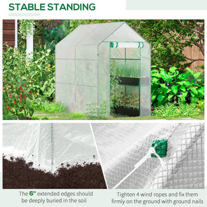 English Elm Outsunny Walk-in Portable Greenhouse with 4 Shelves Pe Mesh Cover Steel Frame W2225P217649