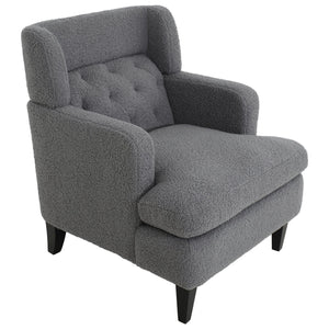 English Elm Christopher Knight Home® - Upholstered Teddy Fleece Armchair with Tufted Back, Contemporary Cozy Accent Seat for Living Room DARK GREY N763P193158R