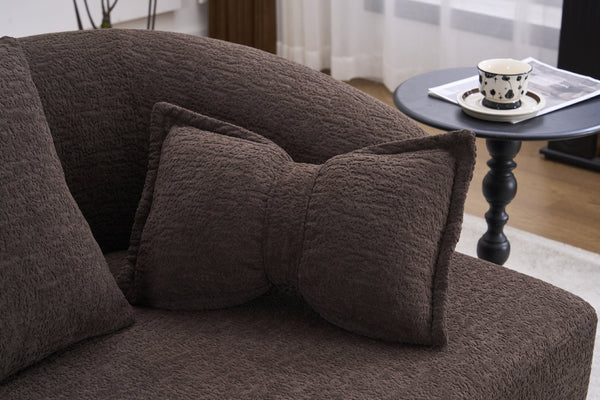 English Elm (old Sku W2231p392100) Chenille Sleeper Sofa Foldable Convertible Loveseat with Four Pillows Brown W2231P466739