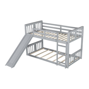 English Elm Twin Over Kids Bunk Bed with Slide Ladder Pine Frame White Finish LT000108AAE-1