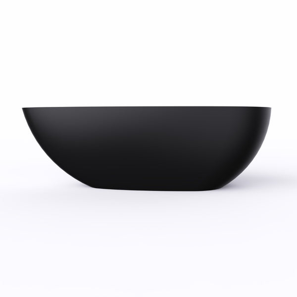 English Elm 67 Inch Matte Black Stone Resin Freestanding Soaking Tub Ergonomic Bathtub W1613P355476