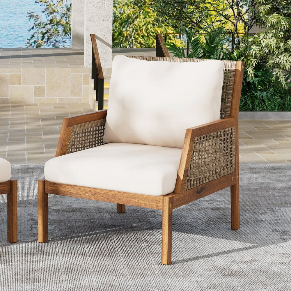 English Elm Acacia Hardwood Wicker Club Chair Deep Seating Outdoor Patio with Cushioned Comfort N780P248457T