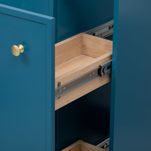 English Elm 30'' Modern Bathroom Vanity With Ceramic Sink, Durable Blue Finish & Ample Storage For Essentials N710P228374C