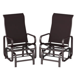 English Elm Cozy Outdoor Glider Chair Set of Two with Mesh Sling and Steel Patio Frame Brown T3971P459430