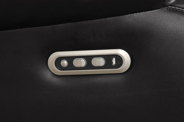 English Elm Lacrosse Power Reclining Sectional with Bluetooth Speakers, USB Ports, LED Lighting and Console Storage Black B009S01923