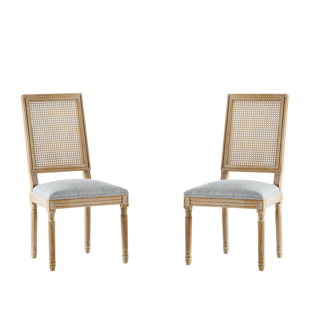 English Elm Christopher Knight Home® - [Set Of 2] Elegant French Country Dining Chairs - Plush Upholstered Seats & Cane Back - Rustic Charm N767P263678G