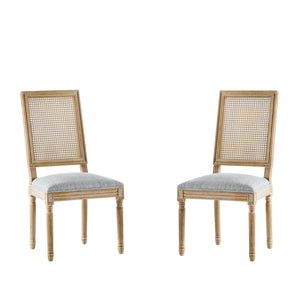 English Elm Christopher Knight Home® - [Set Of 2] Elegant French Country Dining Chairs - Plush Upholstered Seats & Cane Back - Rustic Charm N767P263678G