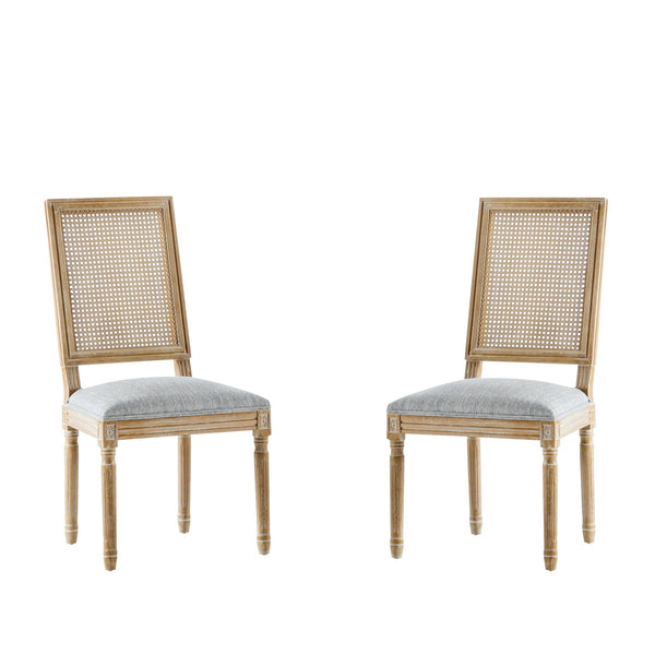 English Elm Christopher Knight Home® - [Set Of 2] Elegant French Country Dining Chairs - Plush Upholstered Seats & Cane Back - Rustic Charm N767P263678G