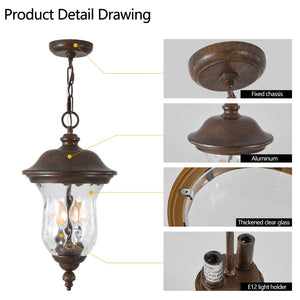 English Elm 19"(h) Rustic Aluminum Pendant Lantern Weatherproof Farmhouse Porch and Patio Light W2312P415975