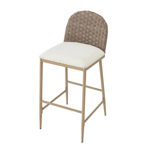 English Elm 25" Farmhouse Counter Stools Set of 2 Woven Rattan Back Iron Frame Kitchen Island N762P329089D