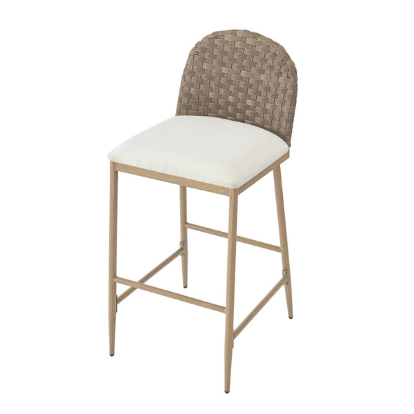 English Elm 25" Farmhouse Counter Stools Set of 2 Woven Rattan Back Iron Frame Kitchen Island N762P329089D