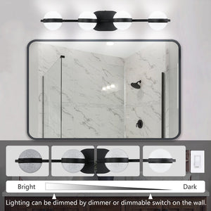 English Elm (New) 30" Modern Minimalist Bathroom Vanity Light - 4-Bulb Led Fixture With Crystal Acrylic Shades, Black Finish W1340P143677