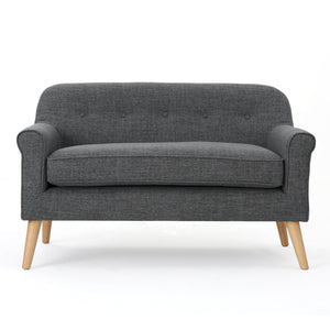 English Elm Love Seat with Button Tufted Back Rolled Arms Tapered Legs Mid-century Modern Style N771P202672D