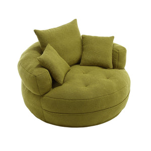 English Elm COOLMORE Chenille Sponge circular sleeper chair with removable washable cover, plush pillows & space-saving design Olive Green W1539P312251