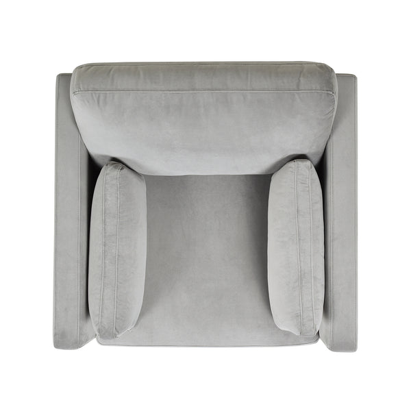 English Elm Jennifer Taylor Home - Knox 36" Plush Velvet Arm Chair In Opal Grey - Modern Farmhouse Design With Removable Cushions B2719P238324