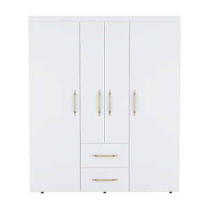 English Elm Bariloche Wardrobe Organizer with Dual Hanging Sections, Central Shelves and Dual Drawers for Home Storage White 71 L x 24 W x 5 H B070S00255