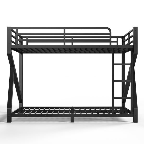 English Elm Twin Xl Over Queen Metal Bunk Bed Low Profile Steel Frame for Guest Rooms W5305S00034