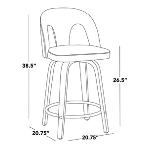 English Elm Fixed-height Swivel Counterstools Walnut Bentwood Legs Yellow Upholstery Chrome Footrest Pair B202S01797