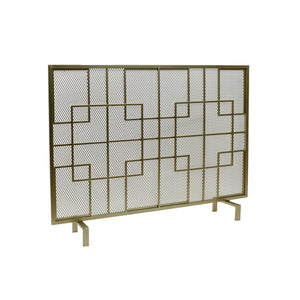English Elm Christopher Knight Home® - FIRE Dorothy Modern Single Panel Iron Screen with Geometric Mesh Shield — Elegant Hearth Protection Gold 65178.00