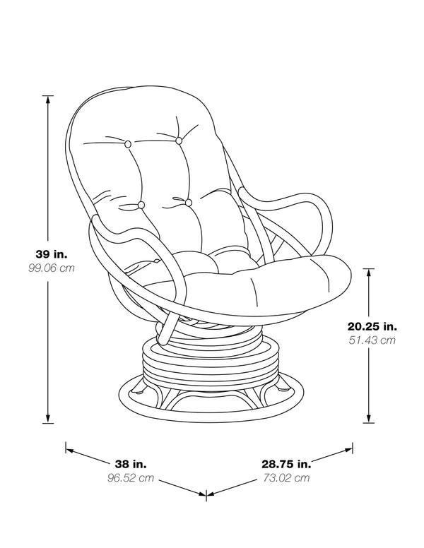 OSP Home Furnishings Lanai Rattan Swivel Rocker Linen