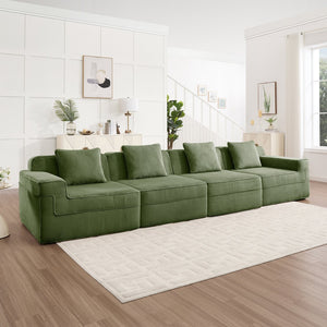 English Elm Modular 4-Seat Boneless Sofa - Cloud Sectional Couch With Plush Corduroy & Customizable Comfort W3041S00334