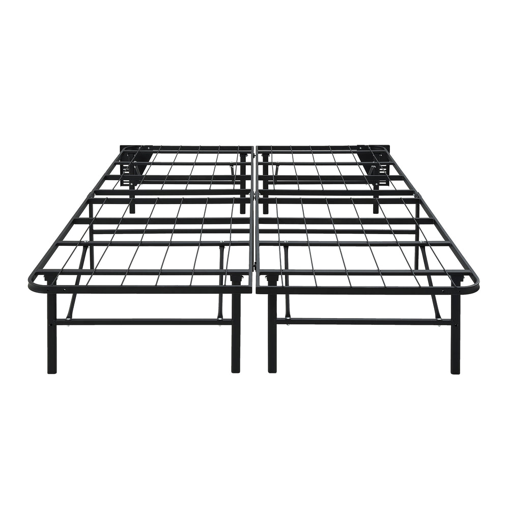 English Elm Black Metal Platform Bed Frame Queen High-Profile Foldable Design for Easy Assembly, Headboard Mountable Black 38.75 L x 28.75 W x 7 H B011P197726