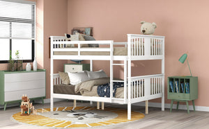 English Elm Full Over Bunk Bed Solid Pine Frame White Finish Converts to Two Beds LT000203AAK-1