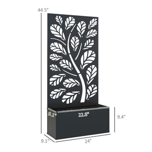 English Elm Freestanding Metal Planter with Trellis Panel for Climbing Vines on Patio or Balcony T3971P422011