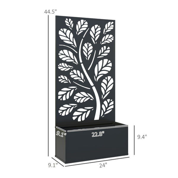 English Elm Freestanding Metal Planter with Trellis Panel for Climbing Vines on Patio or Balcony T3971P422011