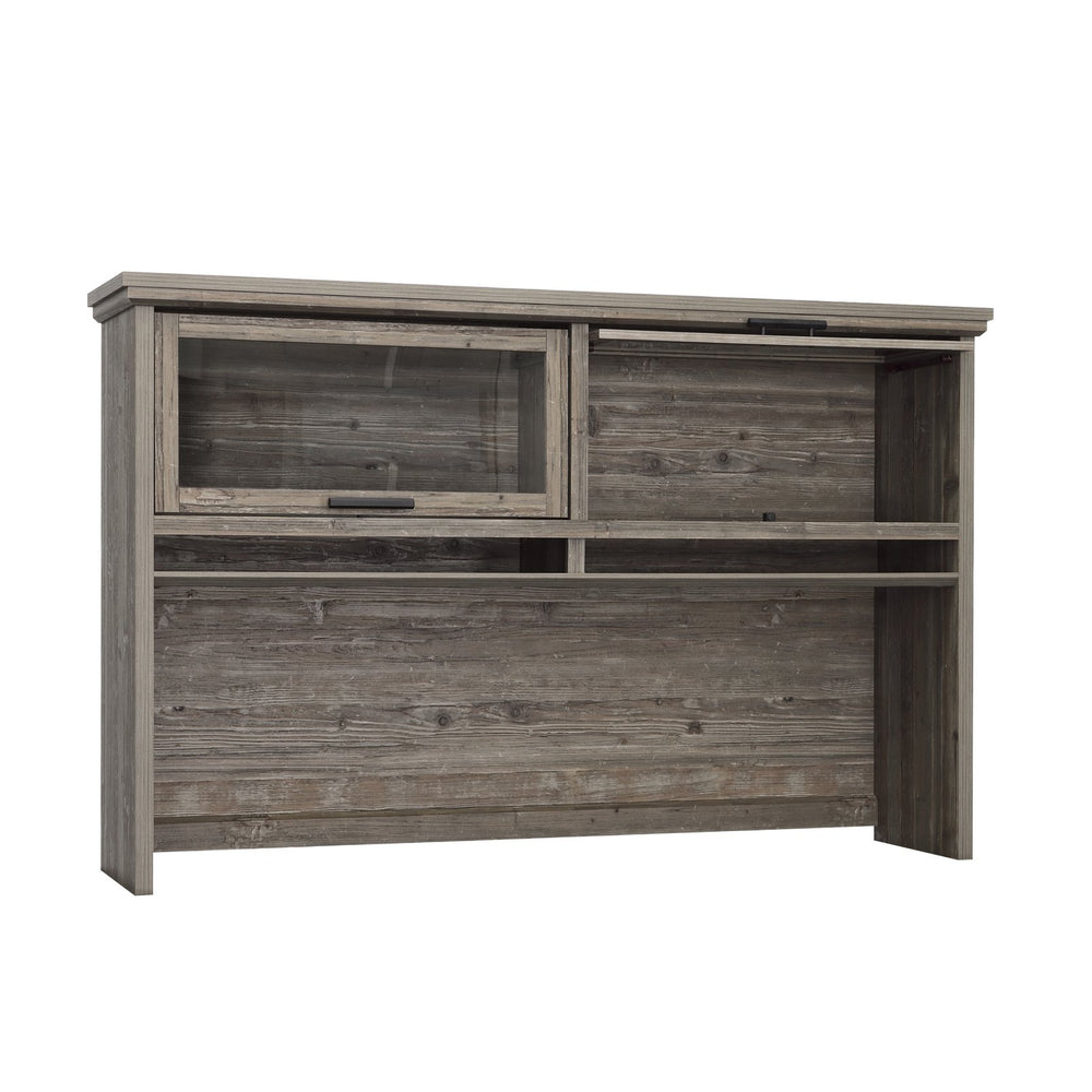 English Elm Hutch, Stylish Brown Finish With Glass Doors - Perfect For Organized Home Office Storage Solutions B356P367799