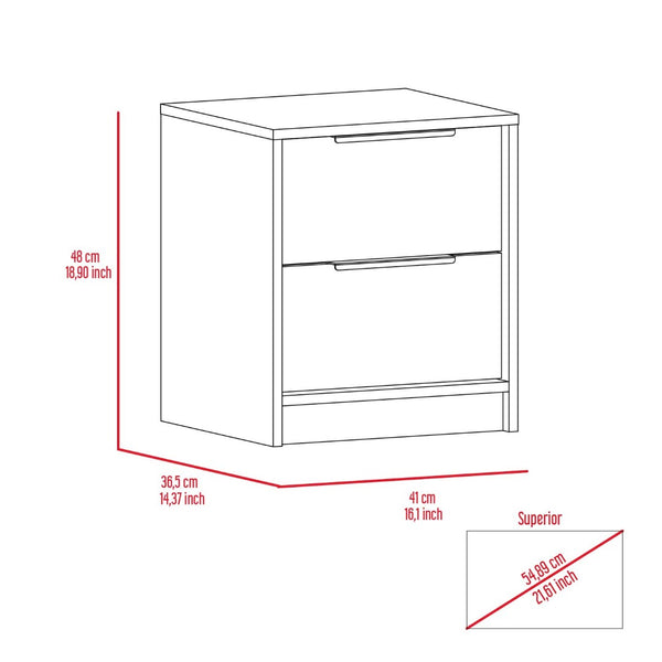 English Elm Washington Two Drawer Nightstand with Open Shelf Modern Two Tone Bedroom Storage B128P148988