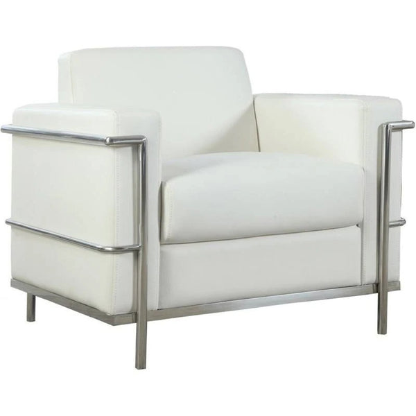 English Elm Executive Faux Leather Club Chair with Polished Chrome Frame for Modern Living Spaces White B011P439046