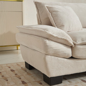 English Elm Corduroy Stylish Sleeper Sofa Loveseat with Dual-Layer Cushions & Two Support Pillows, Sturdy Frame Beige W676P184129