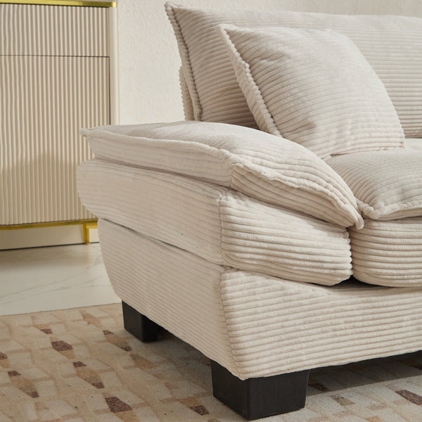 English Elm Corduroy Stylish Sleeper Sofa Loveseat with Dual-Layer Cushions & Two Support Pillows, Sturdy Frame Beige W676P184129