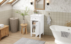 English Elm 16-inch French Style Freestanding Vanity Set with Ceramic Sink and Soft Close Cabinet White N710P405388K