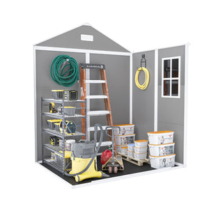 English Elm Campcraft 6x5 Ft Resin Outdoor Storage Shed with Uv Resistant Pp Panels and Lockable Door W1598S00021