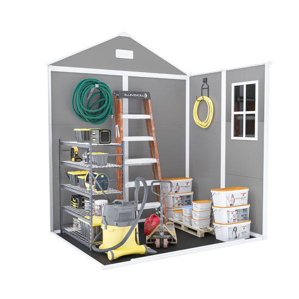 English Elm Campcraft 6x5 Ft Resin Outdoor Storage Shed with Uv Resistant Pp Panels and Lockable Door W1598S00021