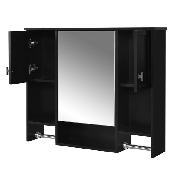 English Elm 35'' Stylish Wall-Mounted Bathroom Storage Cabinet With Mirror & Towel Bar, Modern Design Elegance N710P236929B
