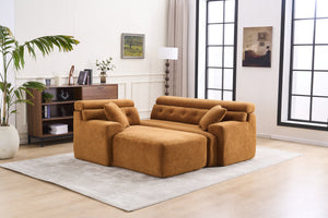 English Elm LY-029B Modern Convertible Chaise Sectional Sofa — Orange 3-Seater Modular L-Sofa, Plush Foam Comfort W2231S00026