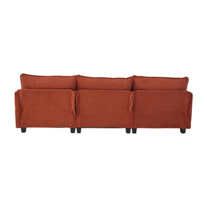 English Elm United We Win Modular Corduroy Sectional with Ottoman Low Profile Living Room Couch Orange W1568S00258